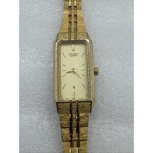 Vintage Citizen Women’s Quartz Gold Tank Style Textured Band Watch 5421-S18523